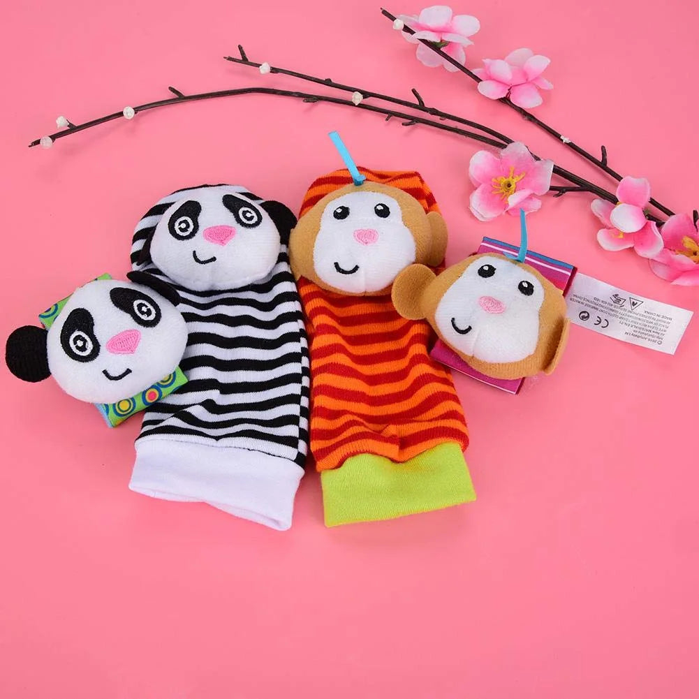 4 PCS Baby Wrist Rattle and Foot Finder Toy Set E55441