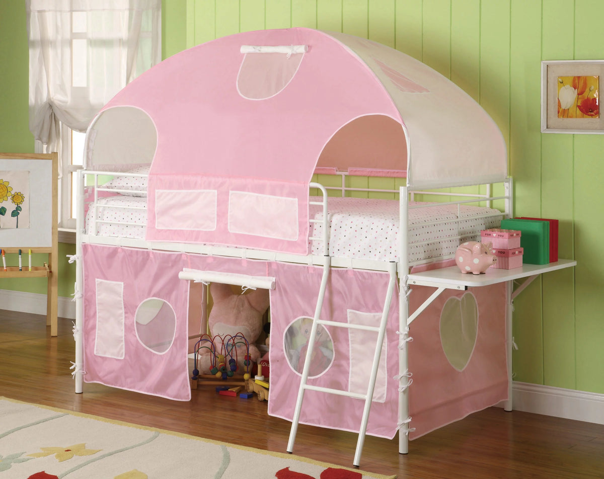 Pink and White Tent Loft Bed K36589