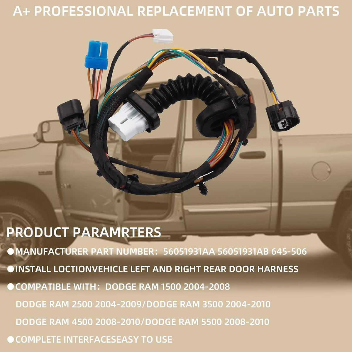 Rear Door Harness with Connectors Pack of 2 S4018
