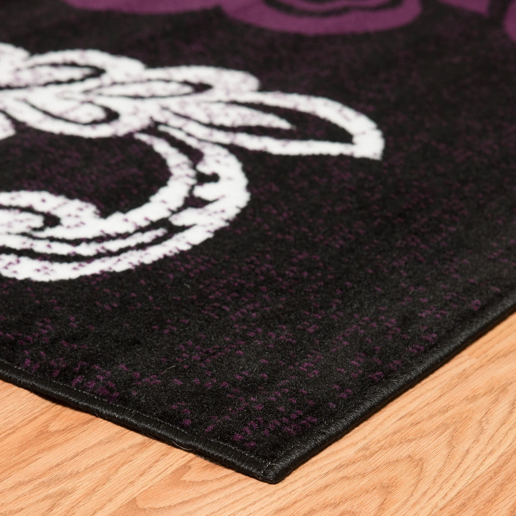 Plum Floral Runner Rug N12876