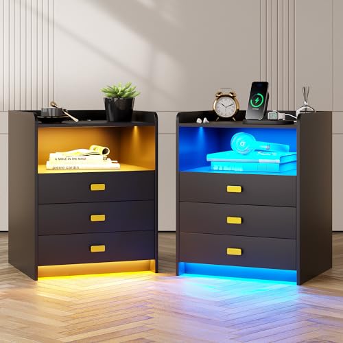 White Nightstand with 3 Drawers and USB Ports I3825