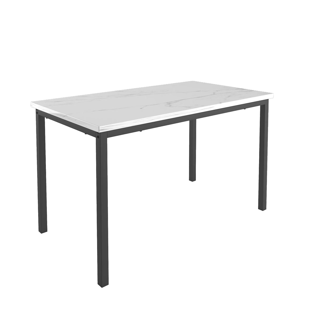 5-Piece White Marble Top Dining Table and 4 Gray Velvet Chairs A2125