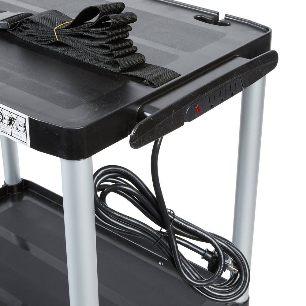 Black Three-Shelf AV Cart with Cabinet U750035