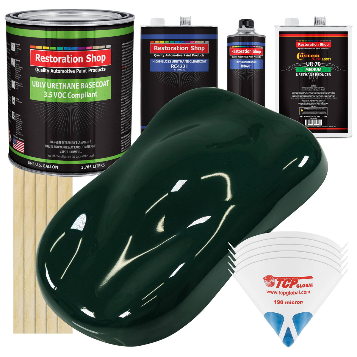 British Racing Green Urethane Basecoat Clearcoat Car Auto Paint Medium Gallon Kit N4228