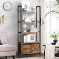 5 Shelf 2 Drawer Rustic Brown Bookcase Y7181