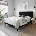 Queen Size Light Grey Velvet Upholstered Platform Bed M628349
