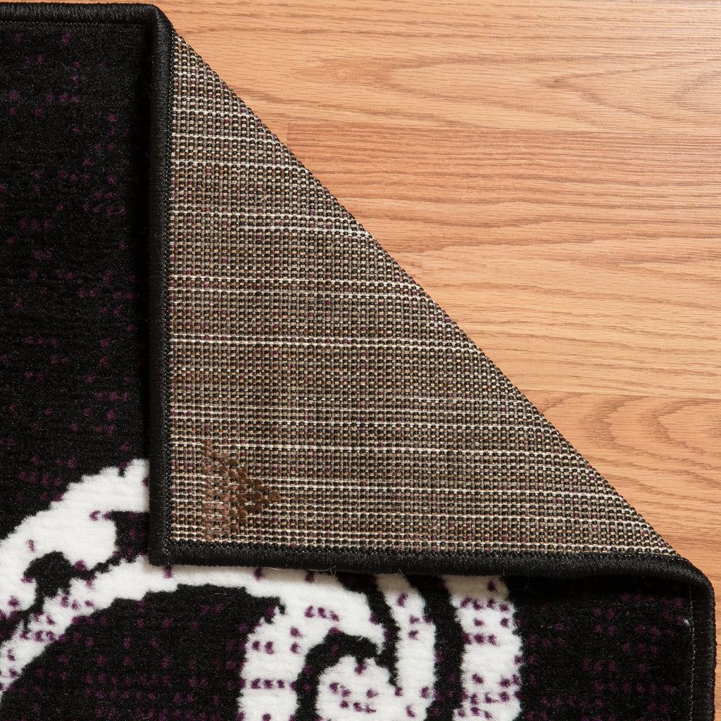 Plum Floral Runner Rug N12876