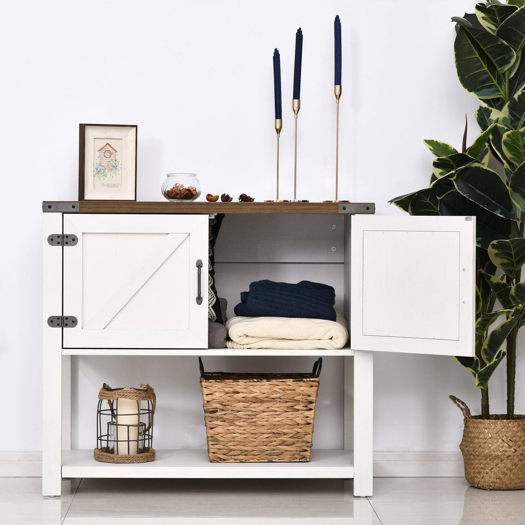 White 2-Door Storage Cabinet with Bottom Shelf M628248