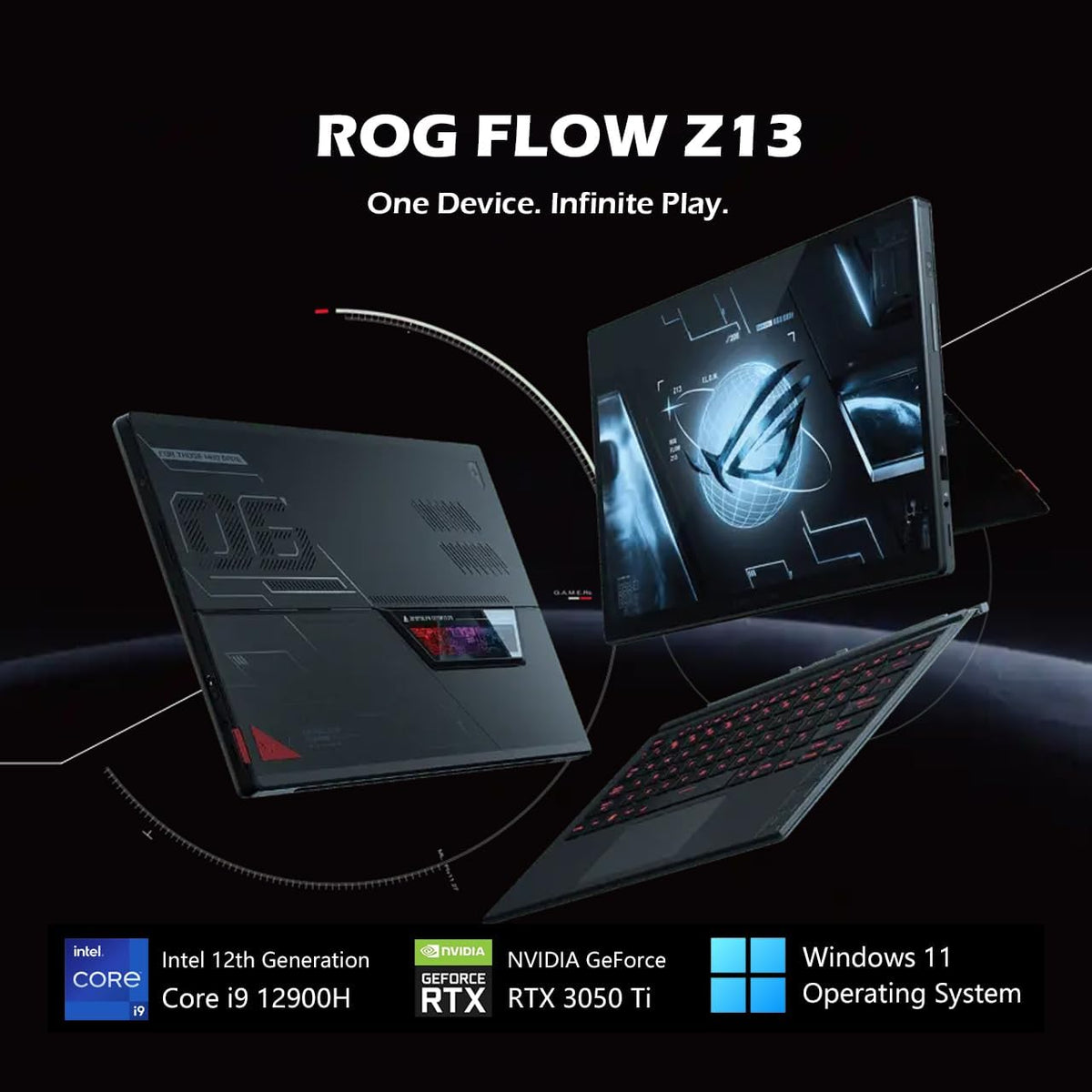 13.4" Touchscreen 2-in-1 Gaming Tablet, 16GB RAM, Intel Core i9-12900H, 1TB SSD, NVIDIA GeForce RTX 3050 Ti Graphics, Black P6597