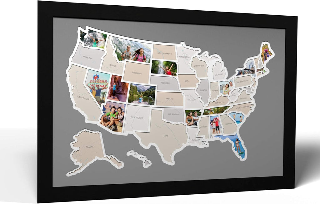 USA Photo Map Black Frame A485