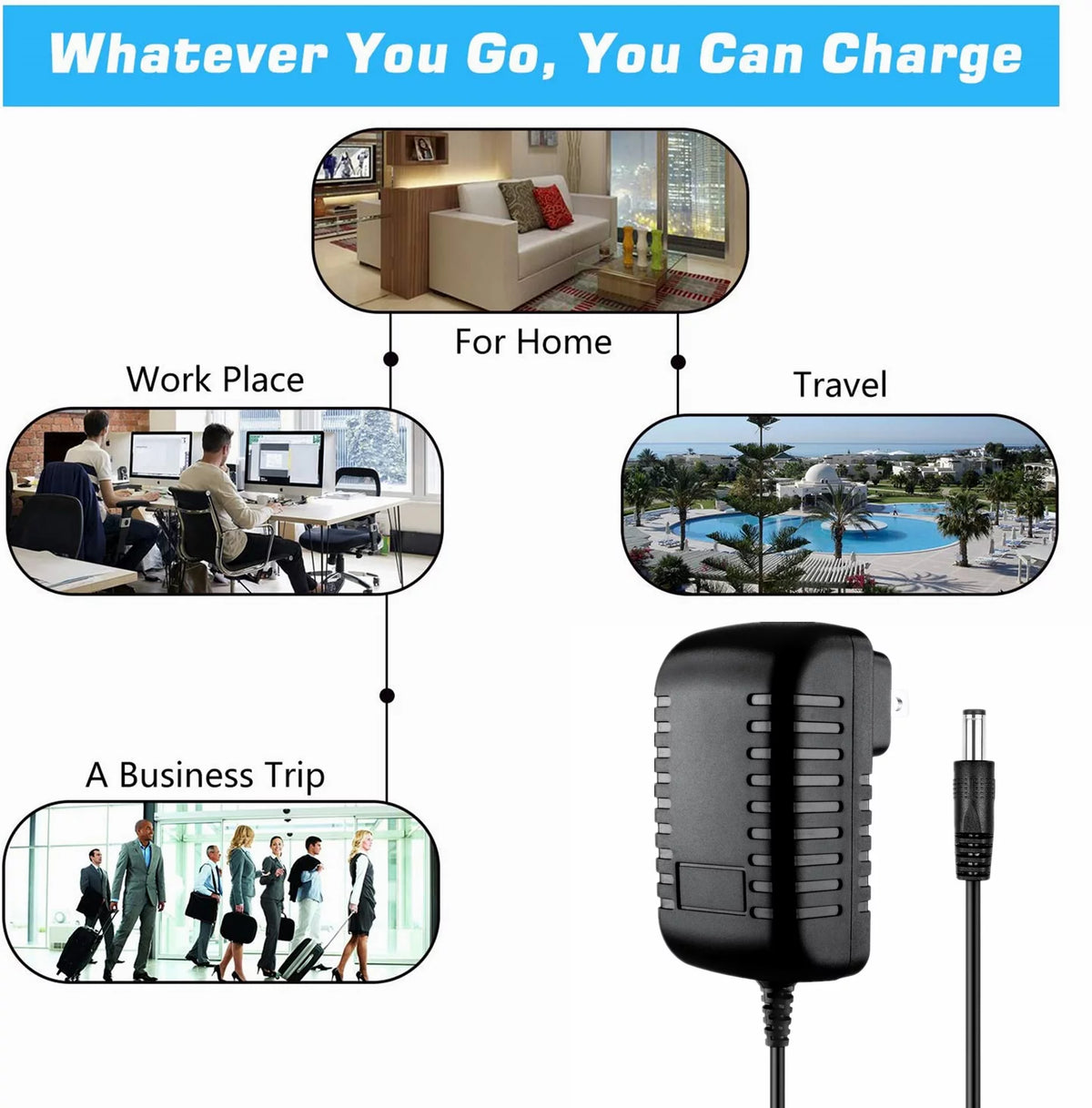 Compatible AC / DC Adapter Replacement Power Supply Cord Cable Charger H73524