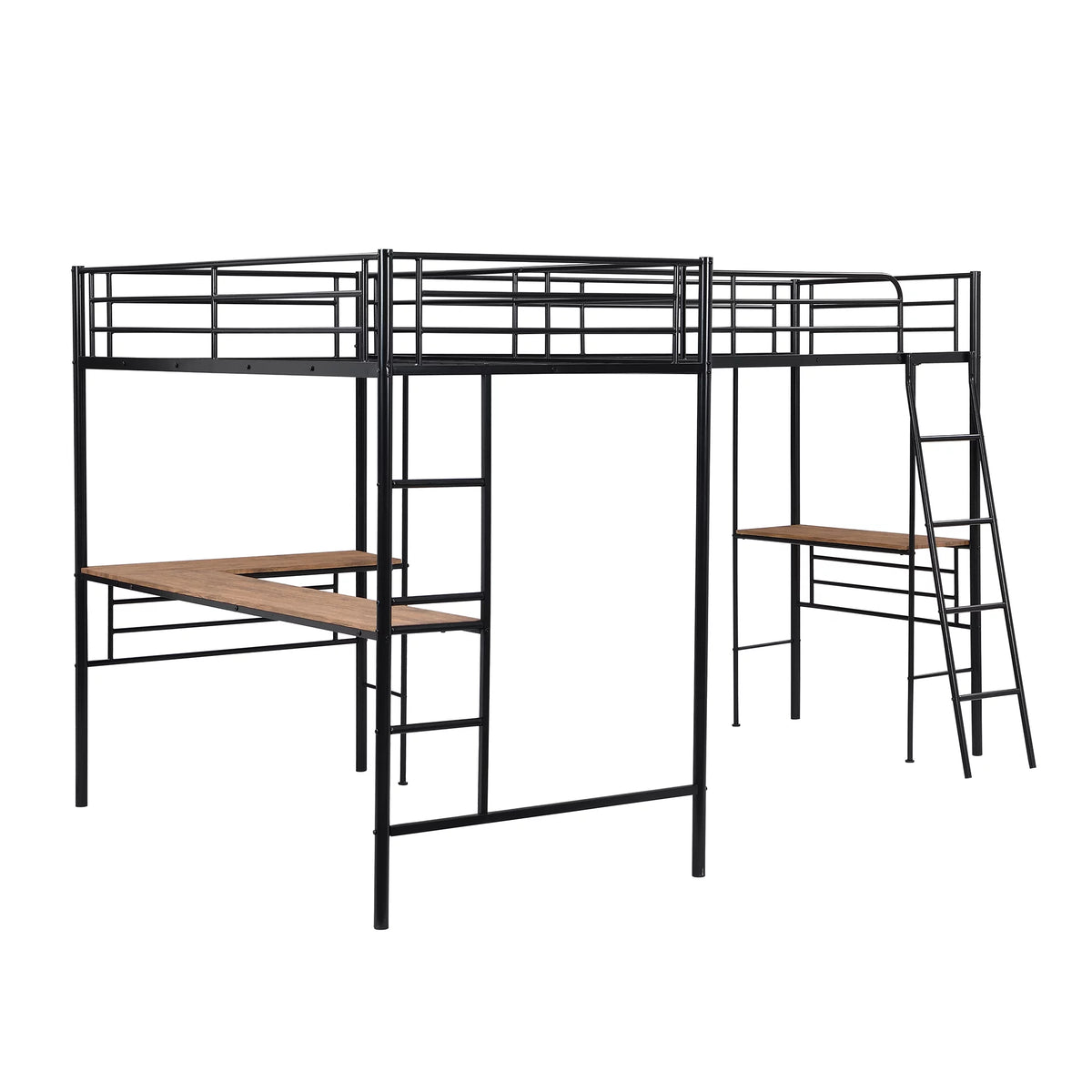 Twin Metal Loft Bed with Desk and Ladders R782