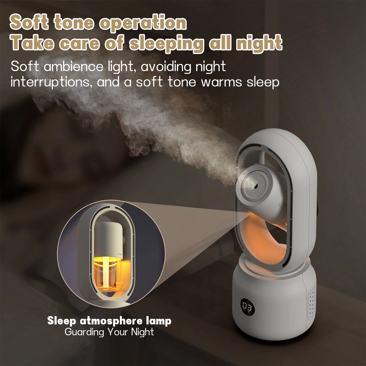 White 3 Speeds Bladeless Tower Fan with Humidifier M70344