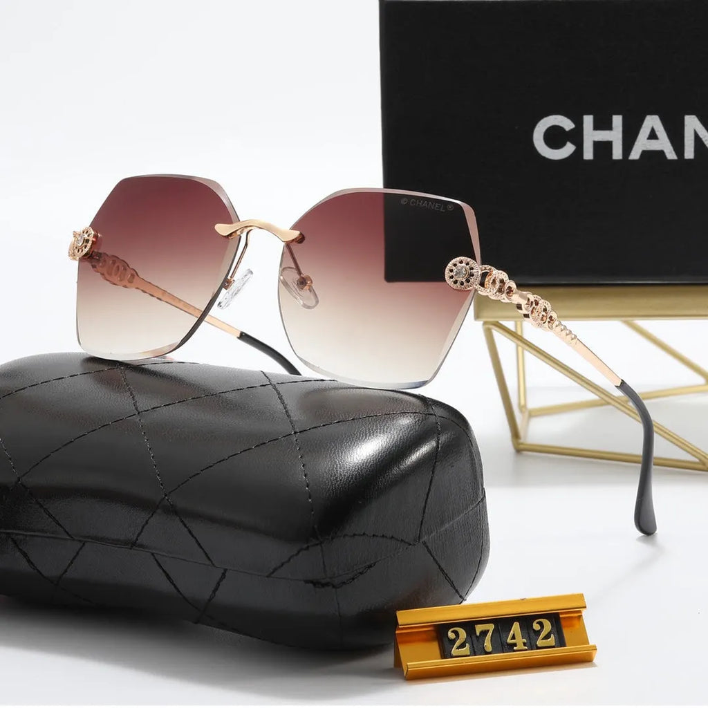 Frameless Rhinestone Flower Polarized Sunglasses O52604