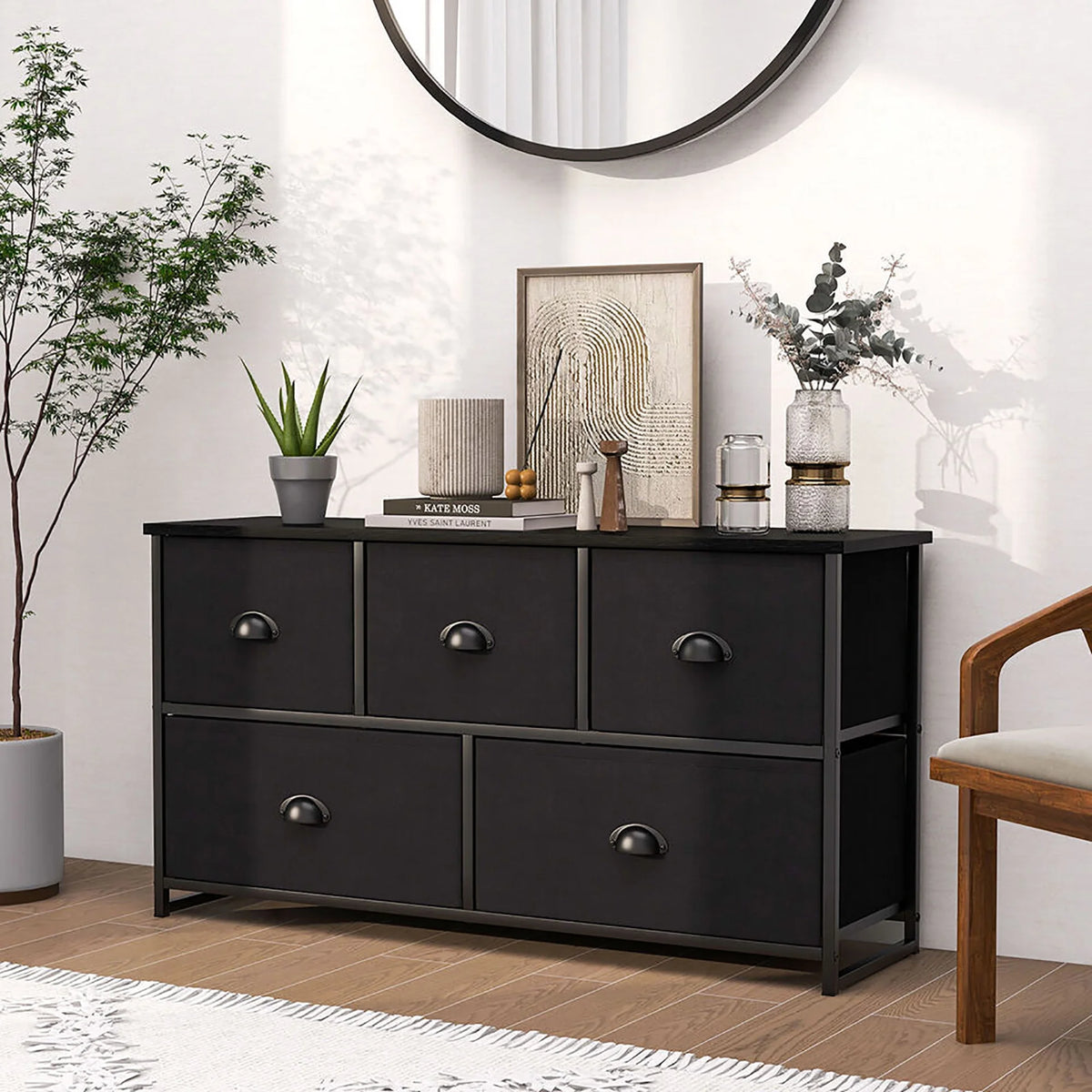 5 Drawer Dresser with Fabric Bins L75097