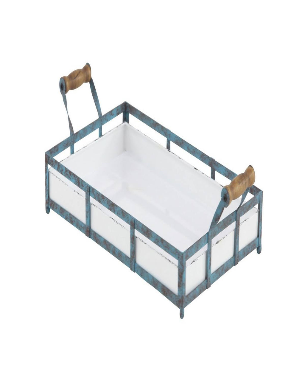 Set of 2 Blue Metal Farmhouse Tray T862