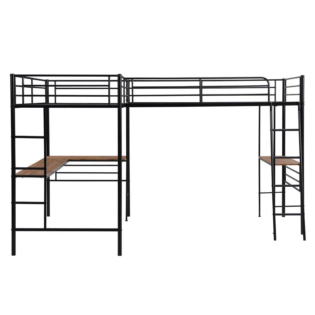 Twin Metal Loft Bed with Desk and Ladders R782