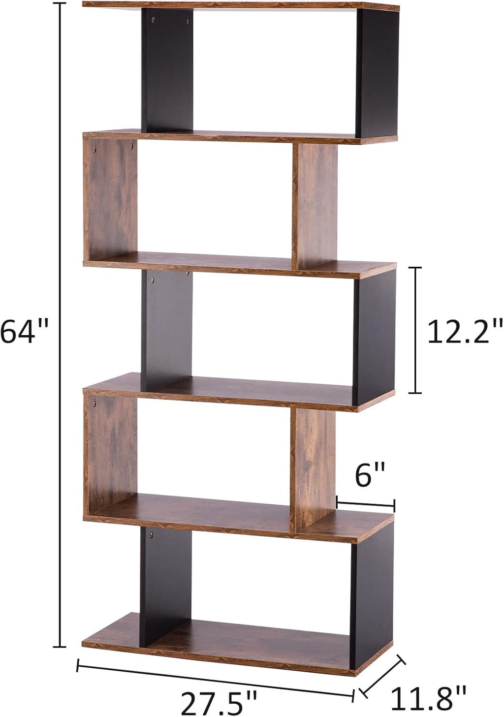 5-Tier Geometric Wooden Bookshelf U747