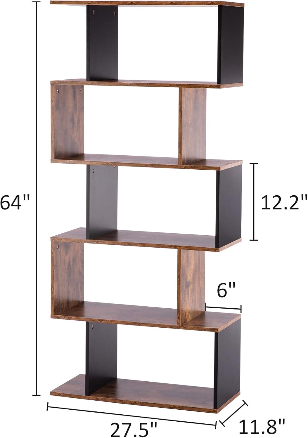 5-Tier Geometric Wooden Bookshelf U747