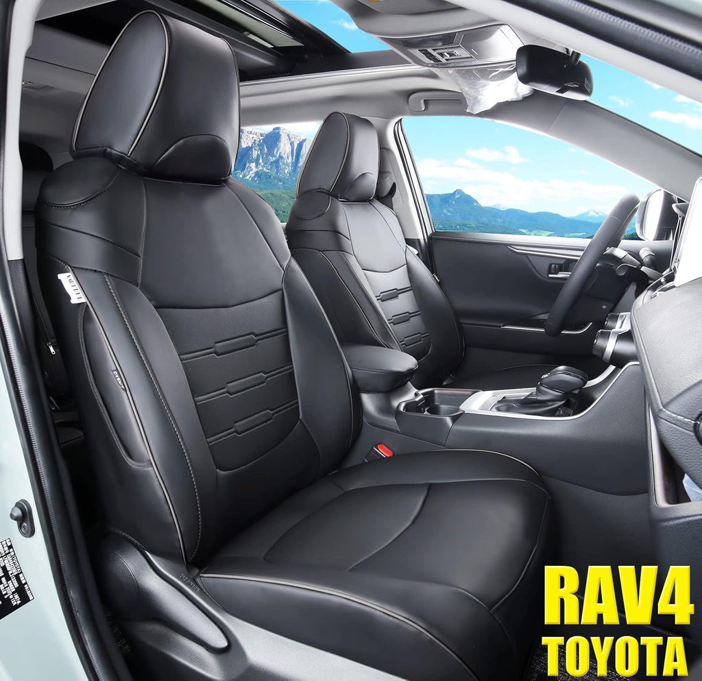 Wine Red Waterproof Faux Leather Seat Covers Full Set for Toyota RAV4 2019 2020 2021 B25297