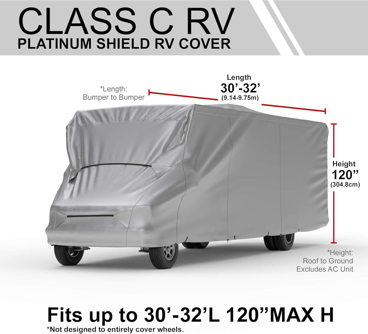 Weatherproof RV Cover for Class C RV 23' - 26' Long with Fleece Lining I588