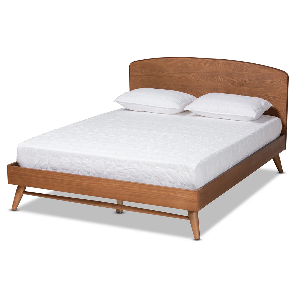 Queen Walnut Brown Engineered Wood Platform Bed R2082