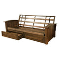 Queen Size Rustic Walnut Wood Storage Futon Frame W560679