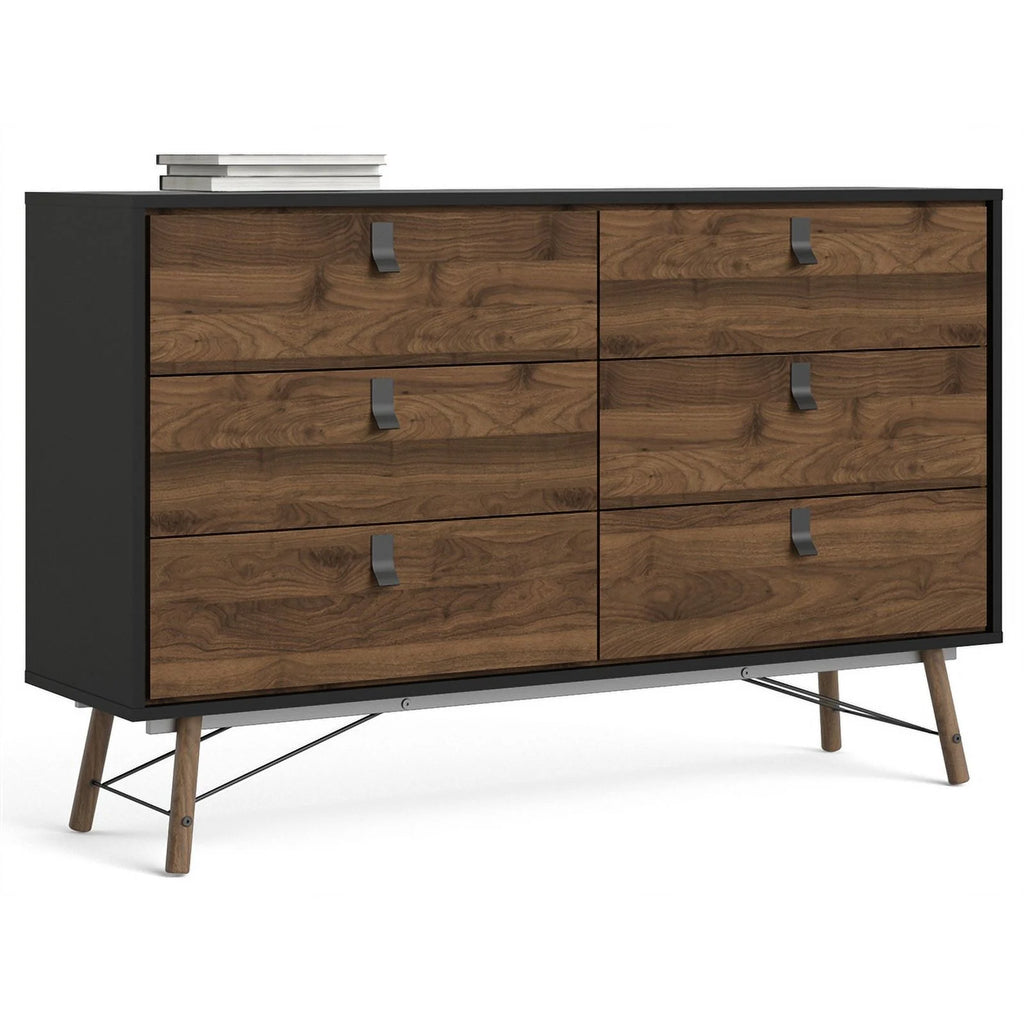 Black 6 Drawer Double Dresser W901336