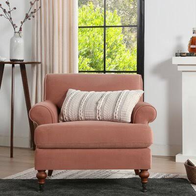 Peach Orange Velvet Armchair U3178