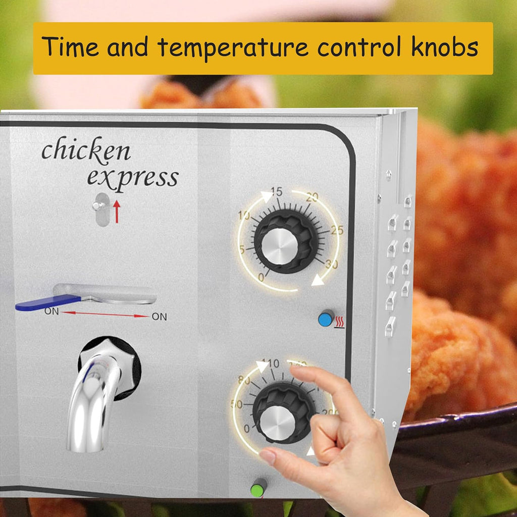 16L Stainless Steel Countertop Pressure Fryer with Timer and Variable Thermostat B363980