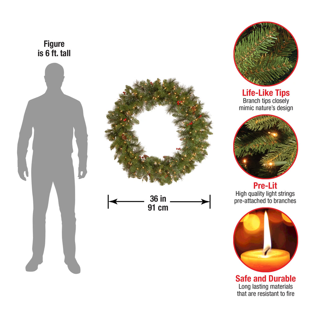 Pre-Lit Artificial Christmas Wreath N570
