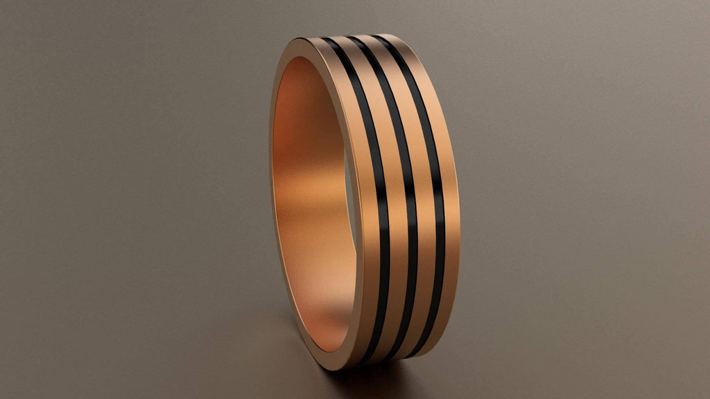 Brushed Rose Gold 6mm Groove Wedding Band 10kt / 7.5 F38007