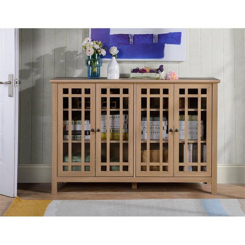 Light Oak Wood 4 Door Accent Cabinet K673