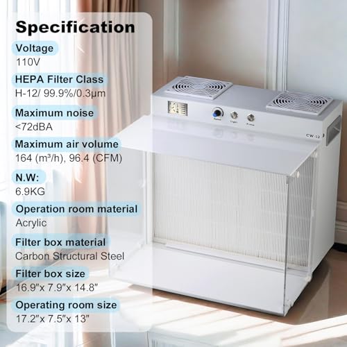 HEPA H12 Laminar Flow Hood 17"x13" Portable P89208