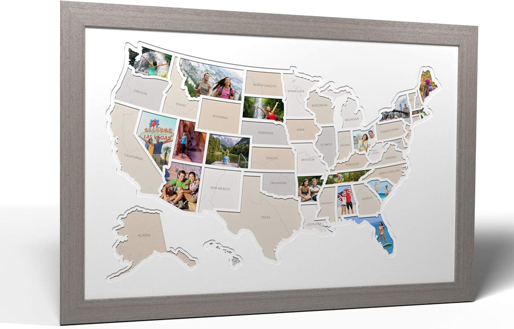 USA Photo Map Black Frame A485