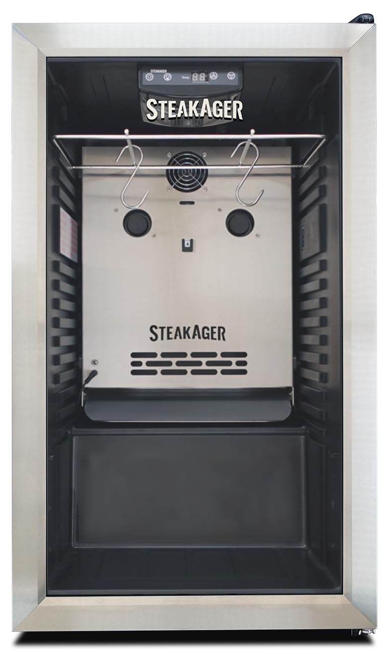 Black and Stainless Steel Dry Aging Refrigerator with 40Lbs Capacity O442