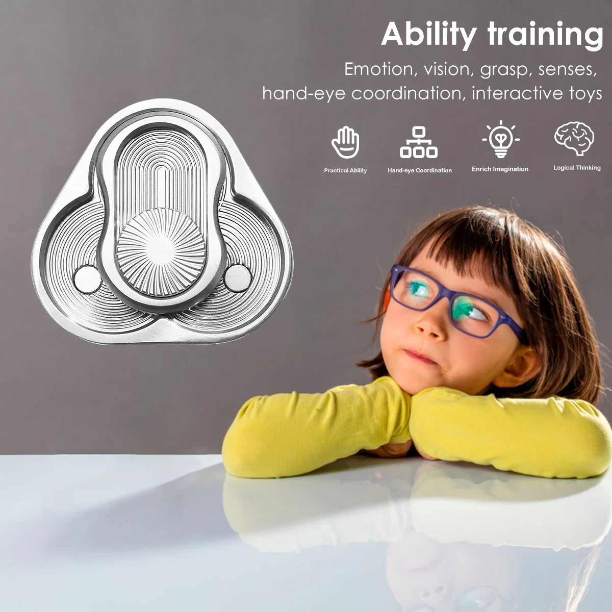 Rotary Push Toy Finger Spinner Stainless Steel Triangle Sensory Hand Toy T365