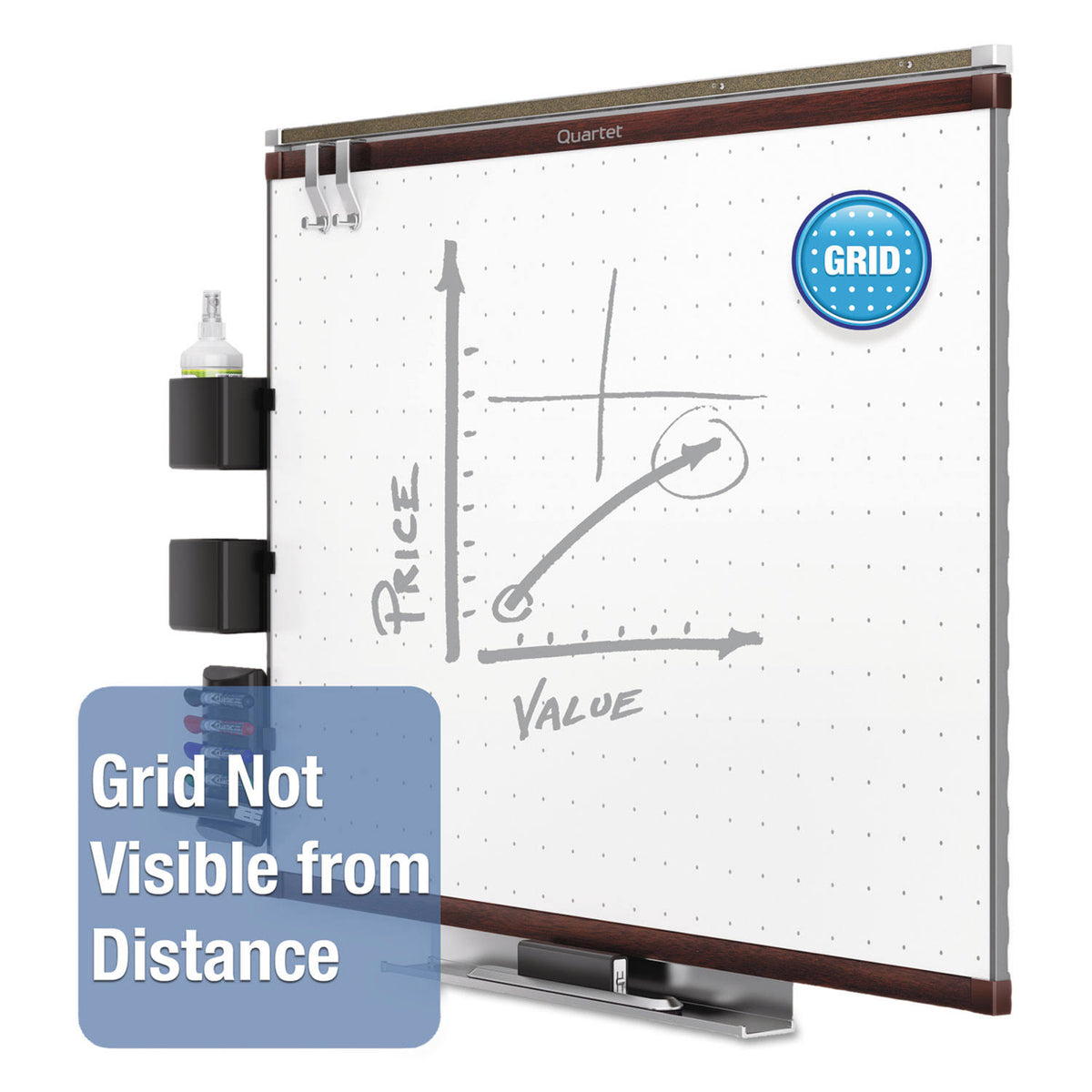 Whiteboard - wall mountable - 48 in x 35.98 in - white - mahogany frame T911482