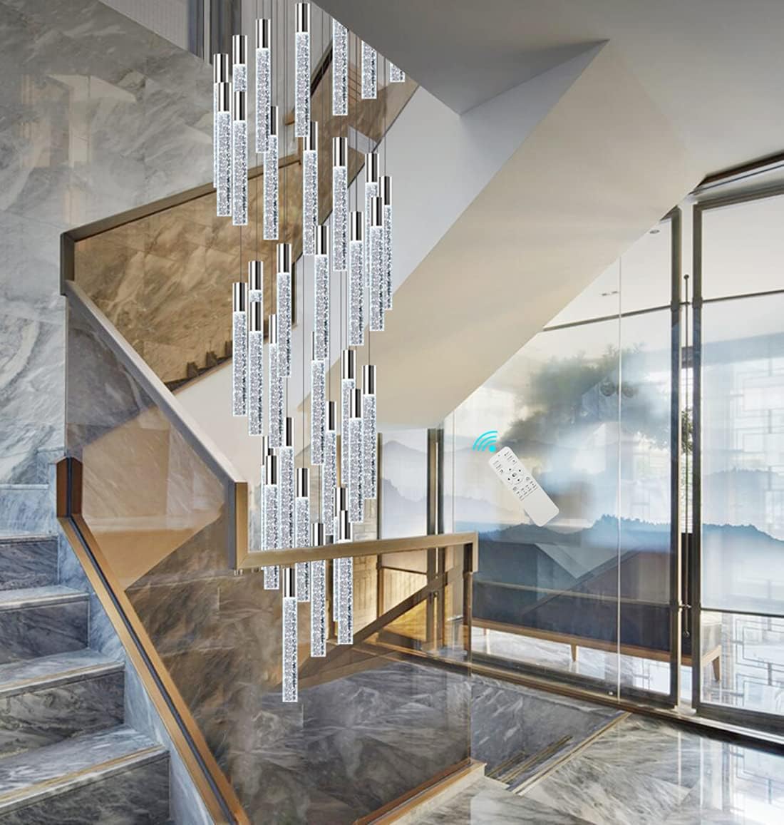 24-Lights Silver Chrome Modern Dimmable Crystal Chandelier A200268