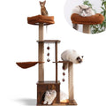 Brown Wood Cat Tree with Scratching Post W960432