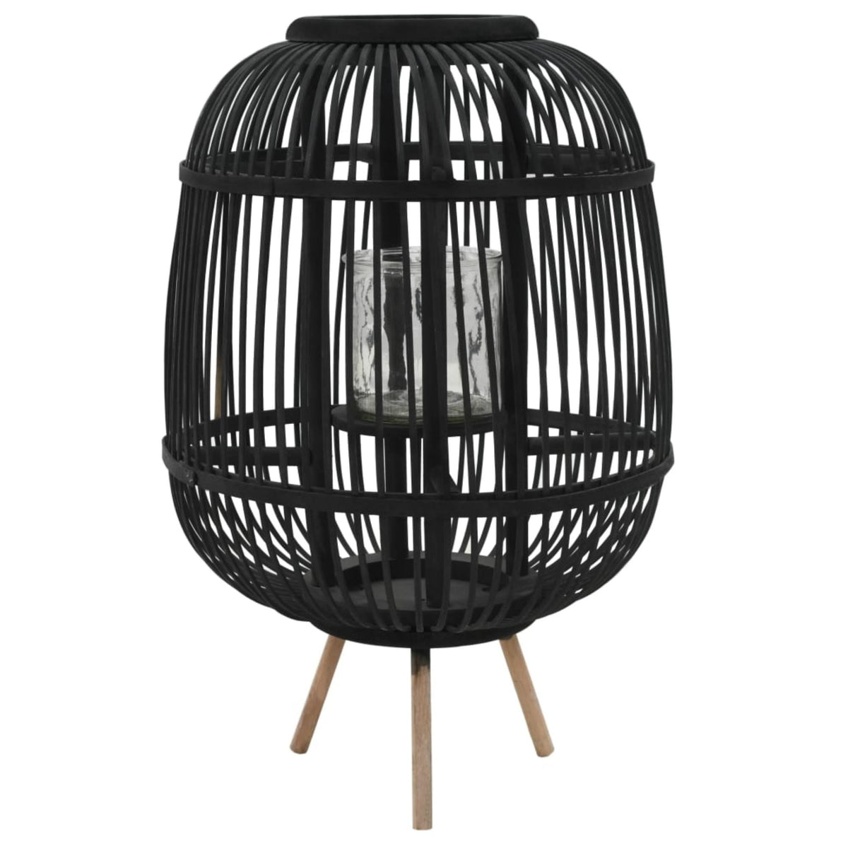 Black Bamboo Candle Lantern Holder O836