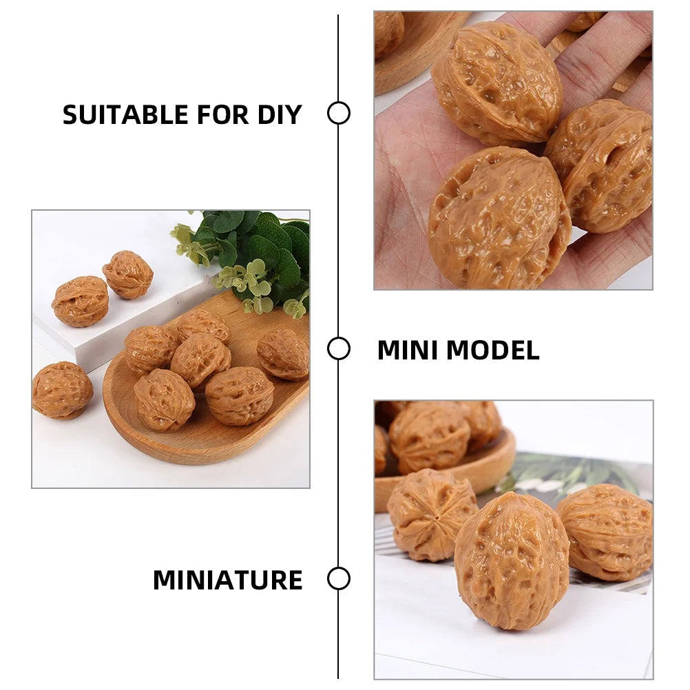 6 Pcs Faux Walnut Artificial Nuts Decorations D648