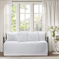 White Medallion Floral 6 Piece Microfiber Daybed Quilt Bedding Set A16674