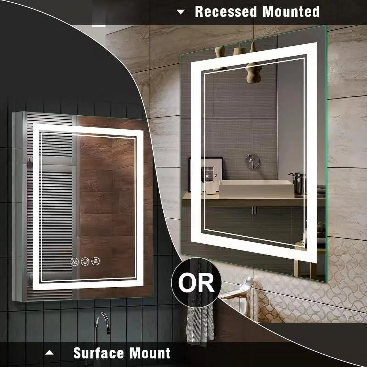 20 x 26 Inch Led Medicine Cabinet with Mirror C23731
