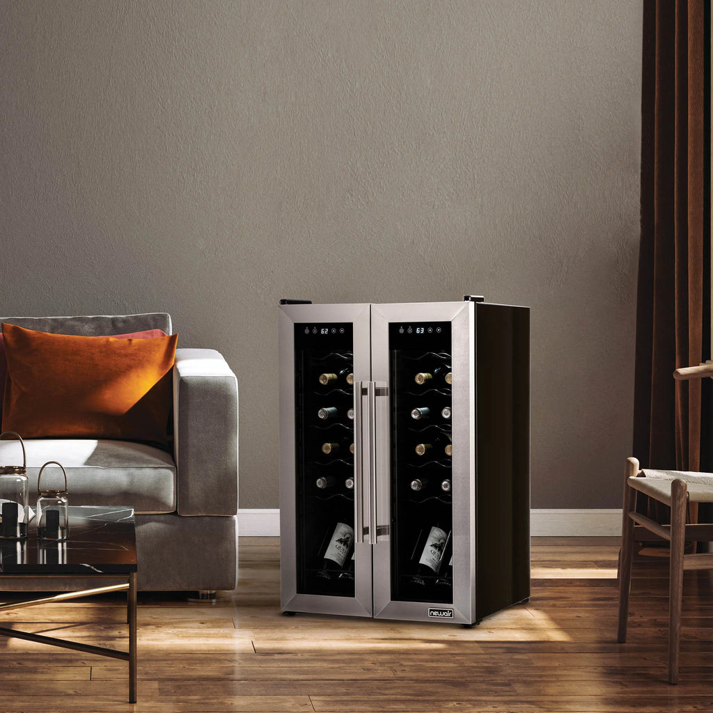 24 Bottle Dual Temperature Zone Wine Cooler Refrigerator Q813