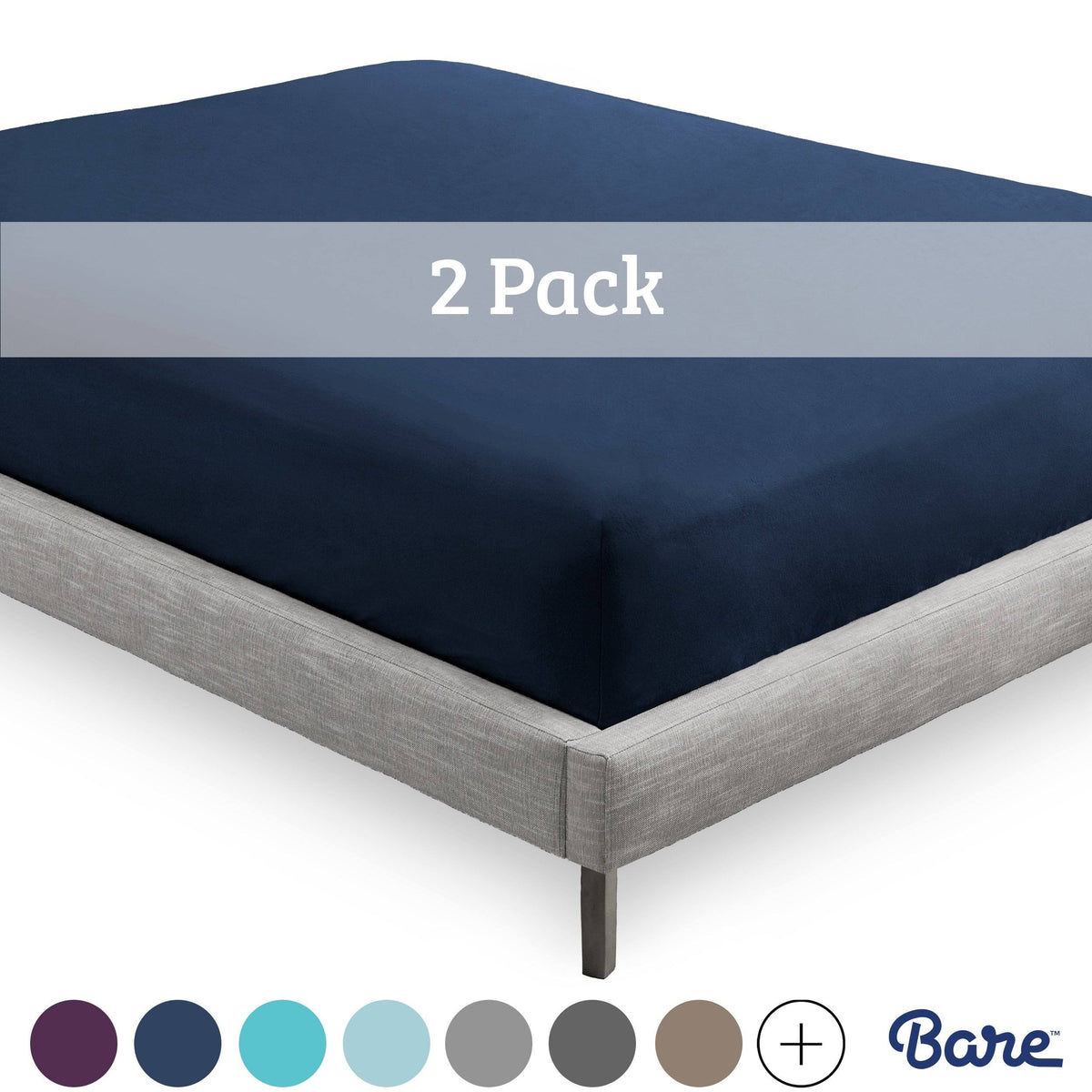 2-Pack Microfiber Fitted Bottom Sheets Deep Pocket California King Light Grey G88586