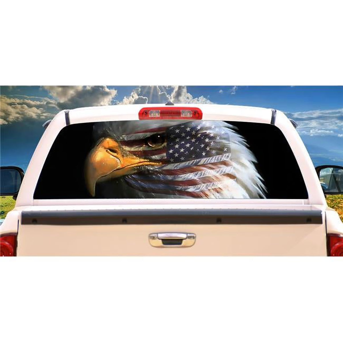 Bald Eagle View Thru Vinyl Truck Decal E75042