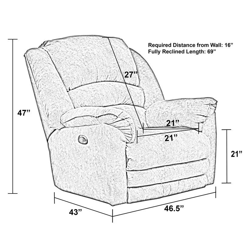 Power Lay Flat Recliner with Extended Ottoman P546604