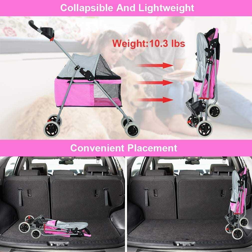 4 Wheels Folding Waterproof Portable Pet Stroller N998528