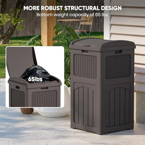 Black 36 Gallon Resin Outdoor Trash Can with Lid N4064